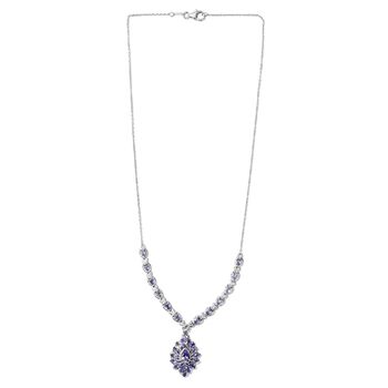 Tansanit Halskette ca. 45 cm lange 925 Silber platiniert 3.79 ct