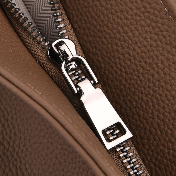 Echtleder-Tote-Bag mit Reißverschlussfach hinten, Doppeltragegriff und Schulterriemen, 35x10x33 cm, Braun image number 5