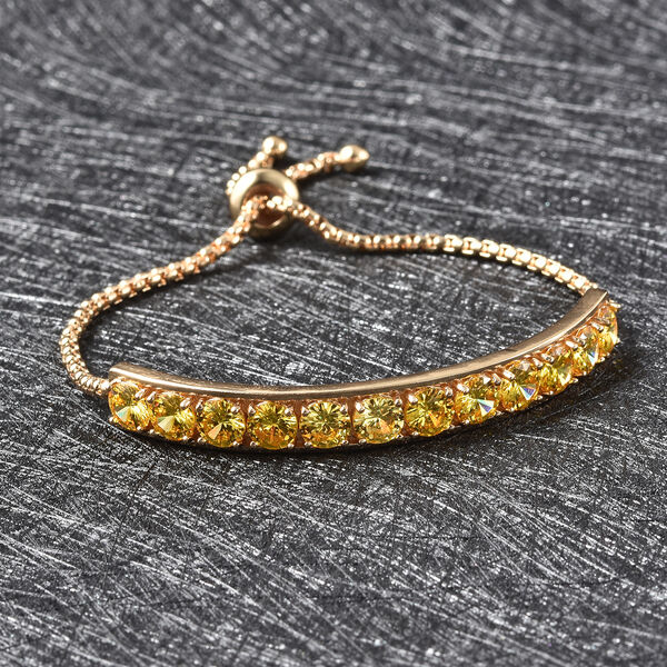 Flexibles gelbes Zirkonia Bolo-Armband, ca. 15-25 cm, goldfarben image number 1