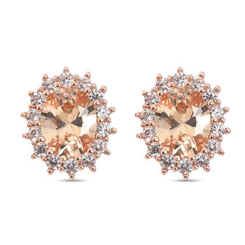 Wei&szlig;er und Champagner Zirkonia Ohrstecker Ros&eacute;tone