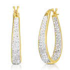 Weiße Kristall-Ovale Reif-Creolen, goldfarben