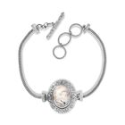 Weißes Büffel Armband, ca. 19 cm, 925 Silber platiniert ca. 9.06 ct