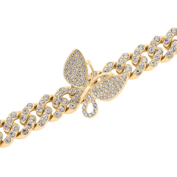 DESIGNER INSPIRIERT Schmetterling Wei&szlig;er Kristall Halskette ca. 45 cm, Goldfarben image number 4