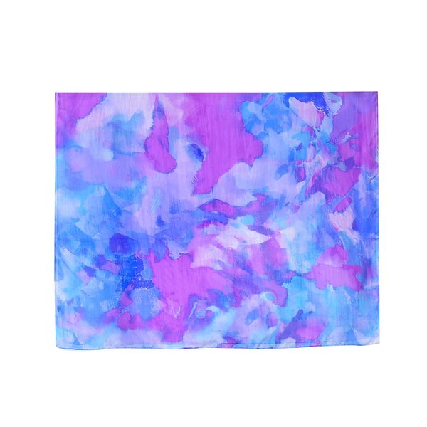 LA MAREY – Satinschal aus Maulbeerseide, Lila mit blauen Akzenten image number 8