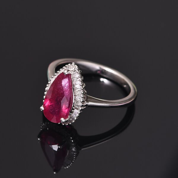 Afrikanischer Rubin und Diamant Halo Ring 925 Silber Platin-Überzug image number 2