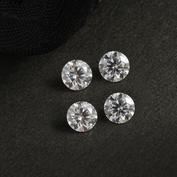 4er-Set- Ungefasste Rund-Moissanit-Edelsteine im Facettenschliff - 1,74 ct.