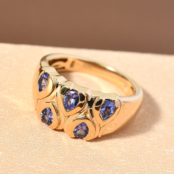 AA Tansanit Ring 925 Silber vergoldet  ca. 0,66 ct image number 7