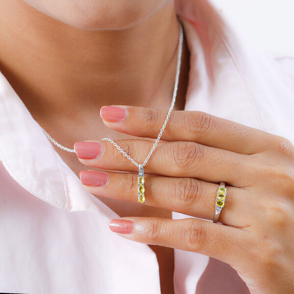 2er-Set - gelber Saphir und Zirkon-Ring und Anhänger - 1,24 ct. image number 3