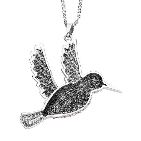 Kristall Kolibri-Anhänger mit Kette, silberfarben image number 5