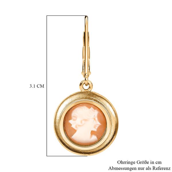 Italienische Kamee Conch-Muschel Ohrringe, Goldton image number 6