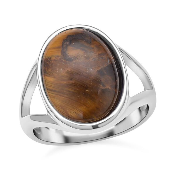 Gelber Tigerauge-Ring, reiner Edelstahl  ca. 10,00 ct image number 4