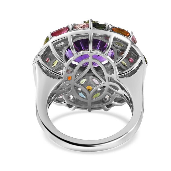 Afrikanischer Amethyst, Mehrfarbig-Turmalin Ring 925 Silber rhodiniert (Gr&ouml;&szlig;e 19.00) ca. 9,38 ct image number 6