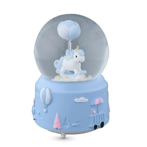 Schneekugel mit Musik, Einhorn, Größe: 15x10 cm, Hellblau  image number 1