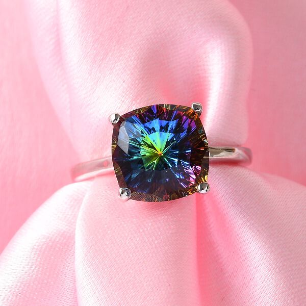 LUSTRO STELLA Österreichischer Vitrail Medium Kristall Solitär Ring 925 Silber Platin-Überzug image number 2