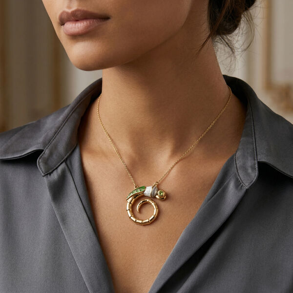 GP - AA Peridot, Kanchanaburi Blauer Saphir Halskette ca. 45 cm 925 Silber 750 Vergoldet 0.11 ct image number 2