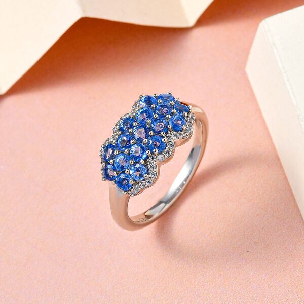 Kaschmir Kyanit und wei&szlig;er Zirkon-Ring - 1,82 ct. image number 2