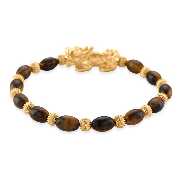 Tigerauge Armband, flexibel (ca. 18 - 19 cm), gelb vergoldet ca. 35.00 ct image number 4