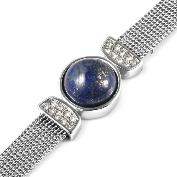 Lapislazuli und wei&szlig;es Kristall-Armband, ca. 19 cm, Edelstahl image number 4