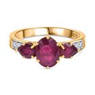 Königliche Eleganz - Afrikanischer Rubin (Fissure gefüllt) Ring, 925 Silber 750 Gelb Vergoldet (Größe 19.00) ca. 2.85 ct