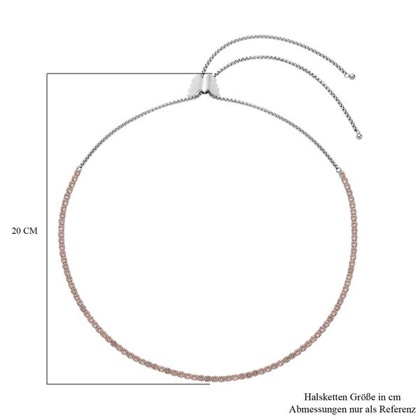 Champagner Zirkonia Halskette, ca. 38 cm, Edelstahl image number 6