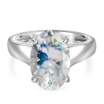RHAPSODY AAAA Nat&uuml;rlicher Malagasy Mondstein Ring in 950 Platin - 4,13 ct.