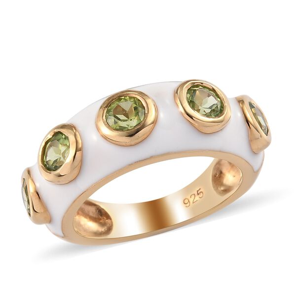Peridot und Emailliert Ring 925 Silber 585 Vergoldet image number 2