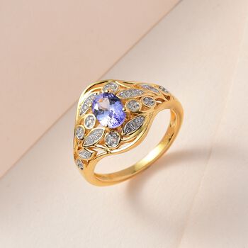 Tansanit und Zirkon Ring - 0,93 ct.