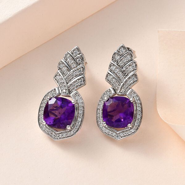 Afrikanische Amethyst und Zirkon-Ohrringe - 6,22 ct. image number 2
