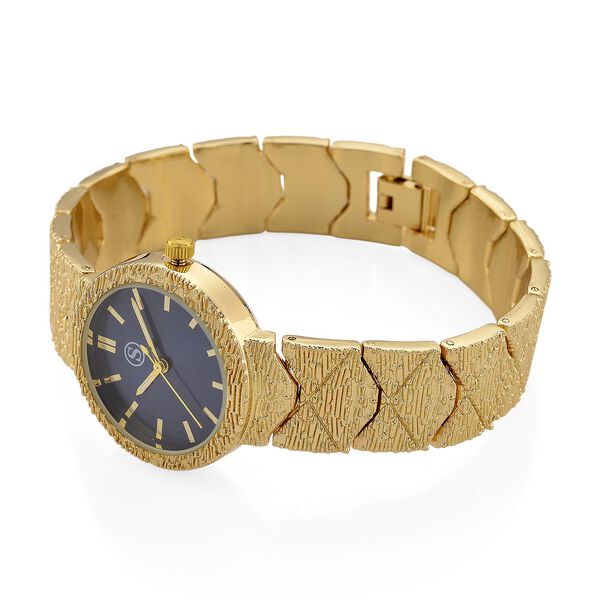 STRADA - Japanisches Uhrwerk, Marineblaues Zifferblatt mit goldplattiertem Alloy Armband, 20 cm image number 6