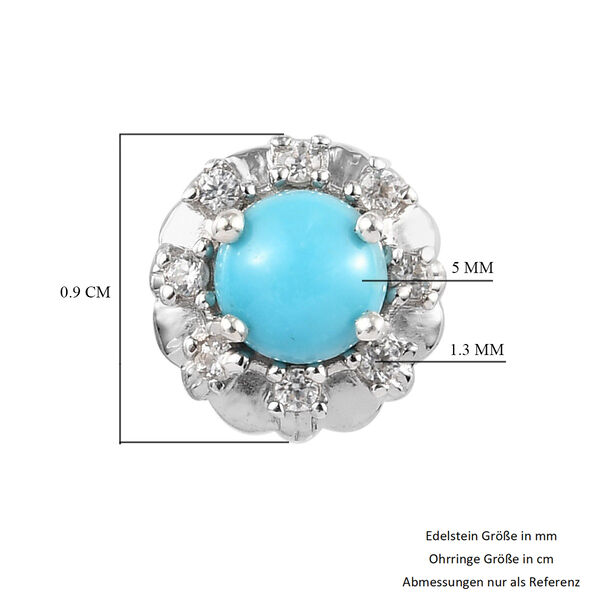 Nat&uuml;rlicher Sleeping Beauty T&uuml;rkis und Zirkon Ohrstecker 925 Silber platiniert ca. 0,55 ct image number 5