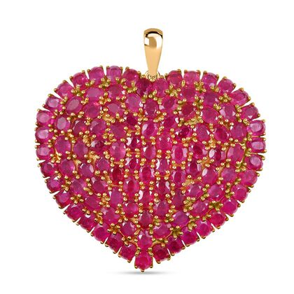 Afrikanischer Rubin (Fissure gef&uuml;llt) Anh&auml;nger 925 Silber 750 Gelbgold Vermeil ca. 26.93 ct