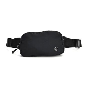 Nylon-G&uuml;rteltasche mit Hauptfach und Innentasche, verstellbarer H&uuml;ftgurt und Schnellverschluss, 19x12x6 cm, Schwarz