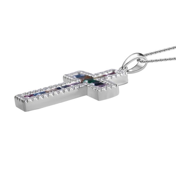 LUSTRO STELLA - Grüner Zirkonia, Mehrfarbiger Zirkonia Anhänger mit Kette, 925 Silber rhodiniert ca. 2.78 ct image number 2