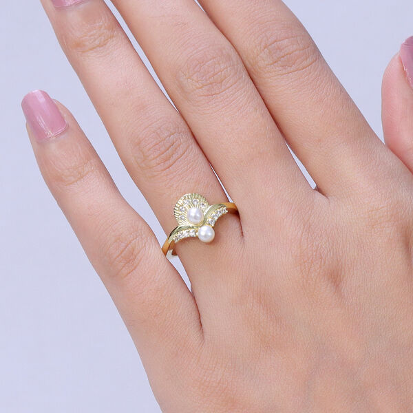 EVER TRUE S&uuml;&szlig;wasser Perle (4 mm), Wei&szlig;er Zirkon Ring Nickelfreies Messing (Gr&ouml;&szlig;e 21.00) image number 2