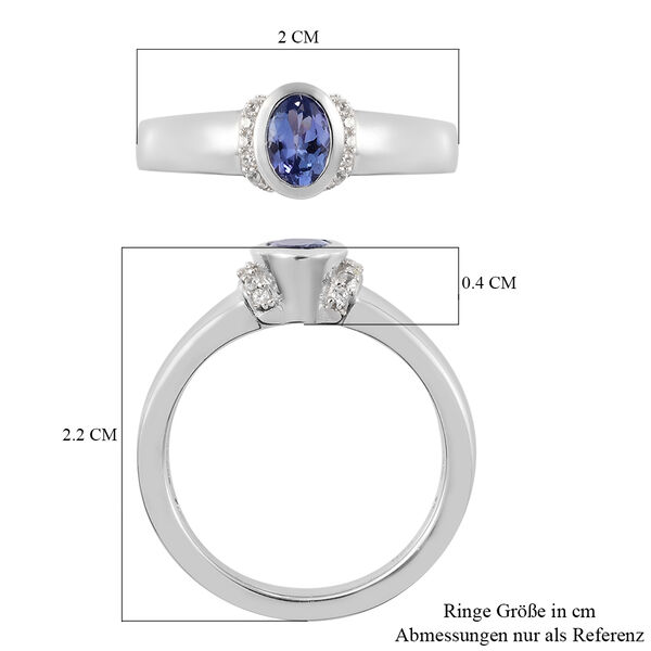 Tansanit und Zirkon Ring 925 Silber platiniert  ca. 0,51 ct image number 7