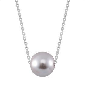 Graue Muschelkernperle Halskette Flexibles 925 Silber rhodiniert