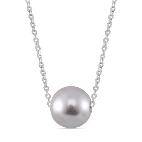 Graue Muschelkernperle Halskette Flexibles 925 Silber rhodiniert image number 0