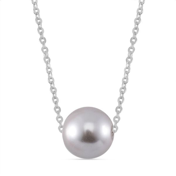 Graue Muschelkernperle Halskette Flexibles 925 Silber rhodiniert image number 0