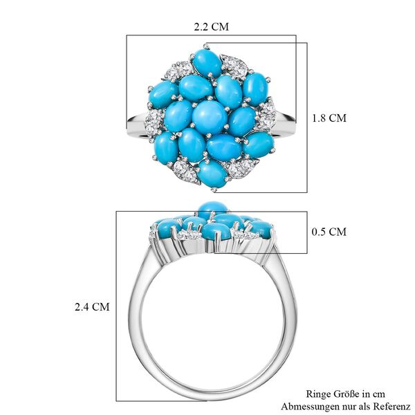 T&uuml;rkisfarbener Wirbel -AA Sleeping Beauty T&uuml;rkis Ring 925 Silber rhodiniert (Gr&ouml;&szlig;e 19.00) ca. 2.46 ct image number 7