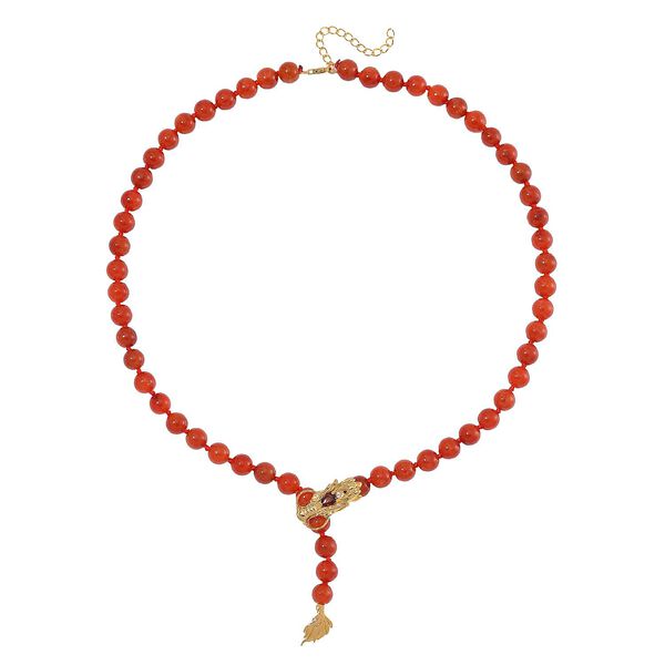 Rote Jade, Roter Granat Halskette ca. Flexibles cm 925 Silber 750 Gelbgold Vermeil (7-8 Werktage Lieferzeit) ca. 218.53 ct image number 2