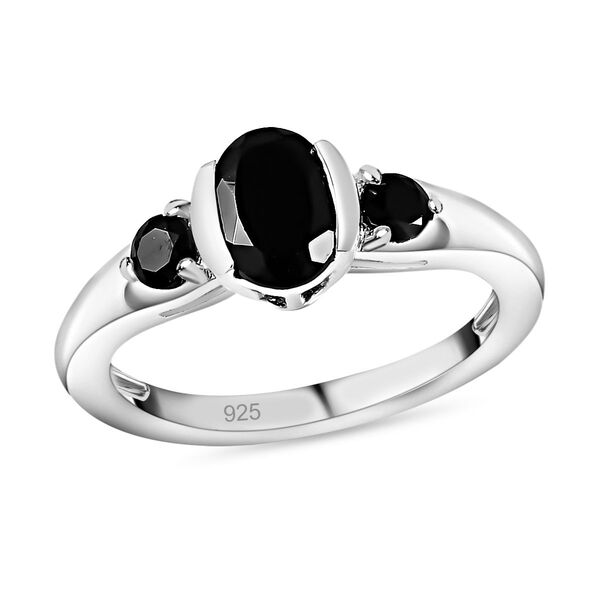Schwarzer Spinell Ring, 925 Silber, (Gr&ouml;&szlig;e 20.00), ca. 1.17 ct image number 4