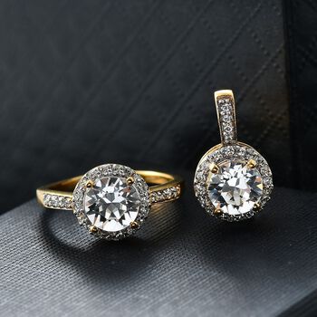 J Francis gefertigt mit SWAROVSKI- Swarovski Kristall Schmuckset, 925 Silber vergoldet