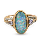 Boulder Opal Triplett und Tansanit Ring 925 Silber Gelbgold Vermeil  ca. 2,47 ct image number 0
