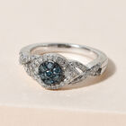 Blauer und weißer Diamant-Ring, 925 Silber platiniert (Größe 16.00) ca. 0,50 ct image number 1