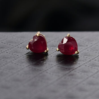 D'Joy afrikanische Rubin Ohrringe, 925 Silber Goldton - 2,44 ct.