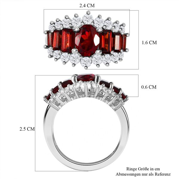 Natürlicher Mosambik Granat Ring, 925 Silber platiniert (Größe 19.00) ca. 5.49 ct image number 7