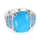 AAA Amerikanischer Sleeping Beauty Türkis, Santamaria Aquamarin Ring, AGI zertifiziert und geprüft, 417 Gold (Größe 18.00) ca. 8.50 ct