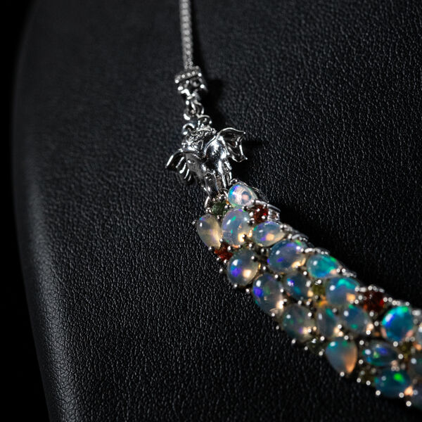 Nat&uuml;rliche, &auml;thiopische Opal und Multi-Edelstein-Halskette - 16,48 ct. image number 8