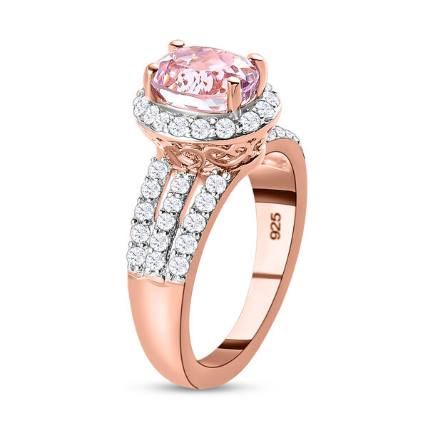 AA Martha Rocha Kunzit und wei&szlig;er Zirkon-Ring, 925 Silber Ros&eacute;gold Vermeil  ca. 2,62 ct image number 5