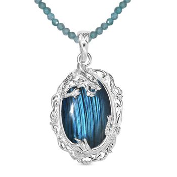 AAA Labradorit und Apatit Halskette, 45 cm - 89,63 ct.